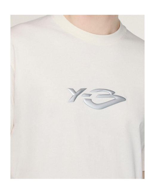 Y-3 White Liquid Logo Short Sleeve Tee for men