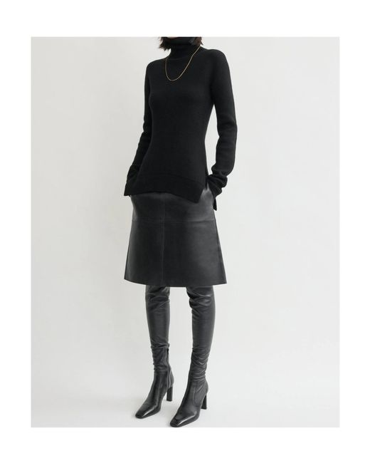 Totême  Black Totême Side Slit High Neck Jumper