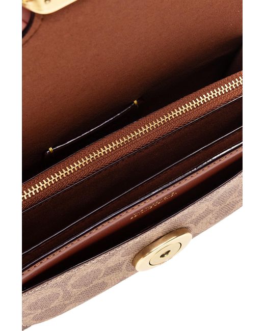 COACH Brown Logo Plaque Zipped Card Case