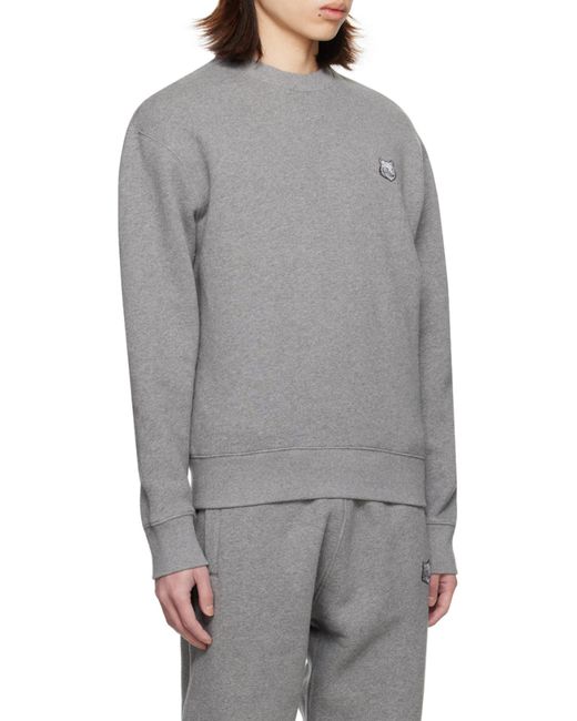 Maison Kitsuné Gray Maison Kitsuné Fox Head Patch Crewneck Sweatshirt for men