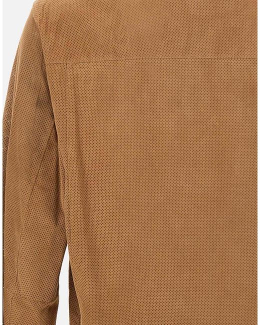 Boss Brown Perforated Button-Up Jacket for men