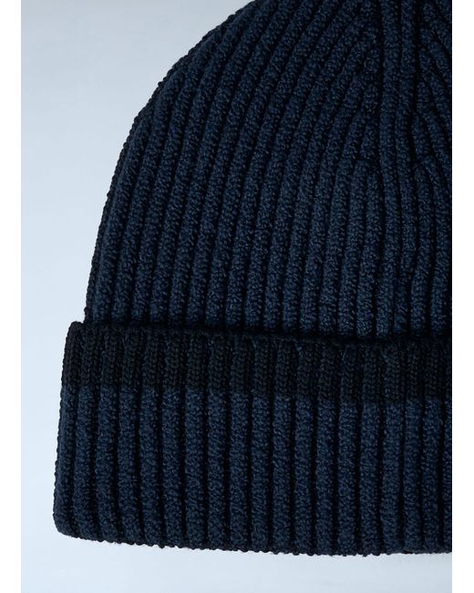 Stone Island Blue Compass Patch Beanie for men