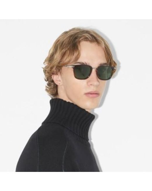 Burberry Green Tortoiseshell Square-Frame Sunglasses for men