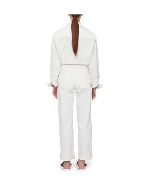 Jil Sander White Button Detailed Straight Leg Jeans