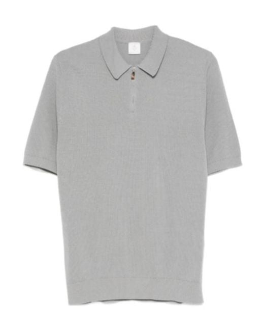 Eleventy Gray Half-Zip Knitted Polo Shirt for men