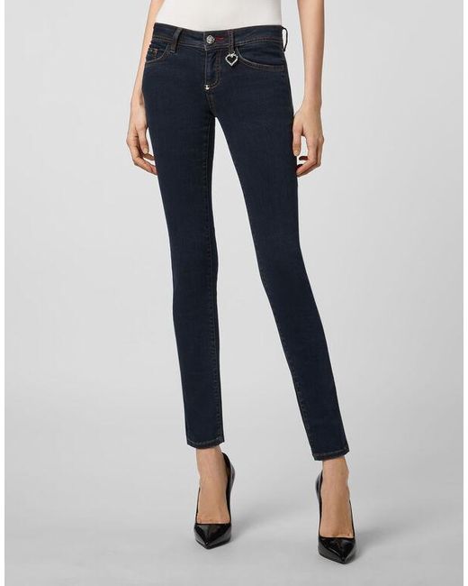Philipp Plein Blue Logo Details Jeans