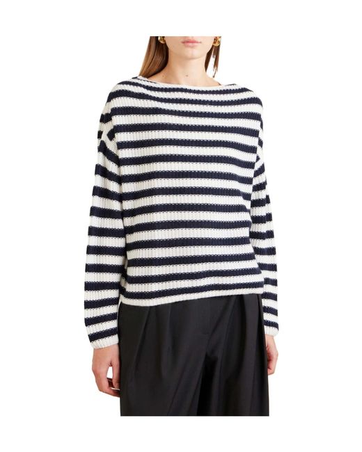 Allude Blue Cashmere-Blend Sweater