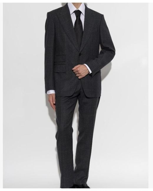 Tom Ford Black Lapel Long-Sleeve Suit for men