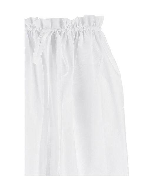 Fabiana Filippi White Gathered Waist Drawstring Midi Skirt