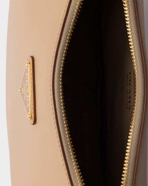 Prada White Arqué Small Leather Shoulder Bag