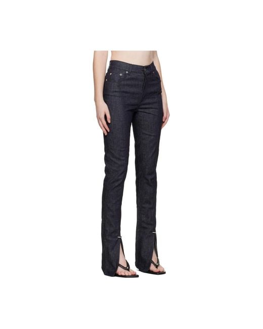 Mugler Blue Paneled Slit Denim Trousers