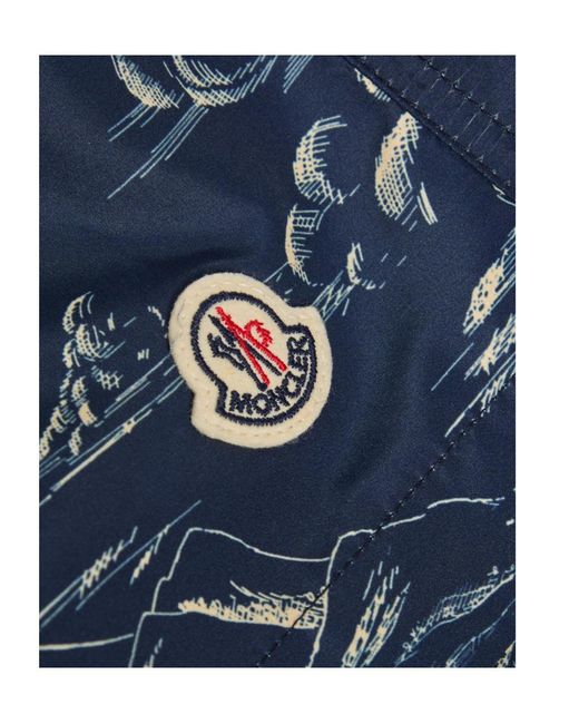 Moncler Blue Floral Swim Trunks for men
