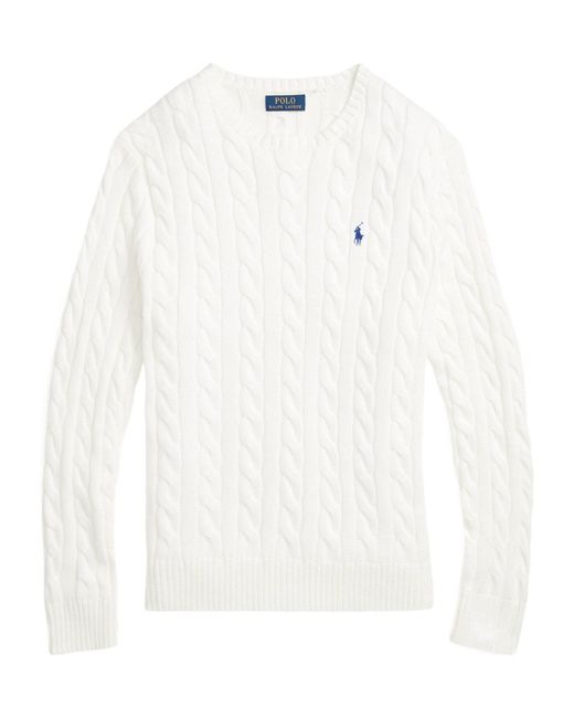 Polo Ralph Lauren White Cable Knit Jumper for men