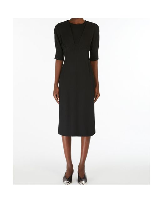 Sportmax Black Matte Satin Dress