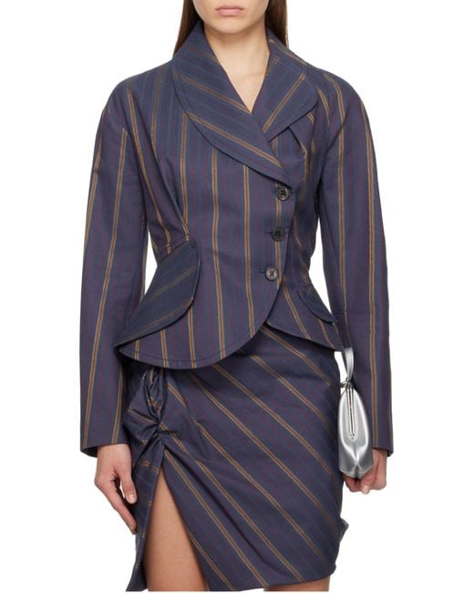 Vivienne Westwood Blue Striped Button-Up Jacket