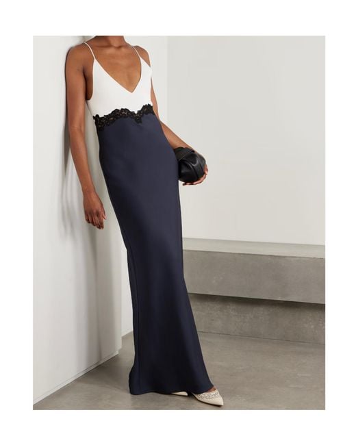 Gabriela Hearst Blue Amaryllis Lace-Trimmed Silk Maxi Dress