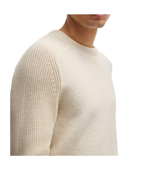 Boss White Crew-Neck Knit Sweater for men