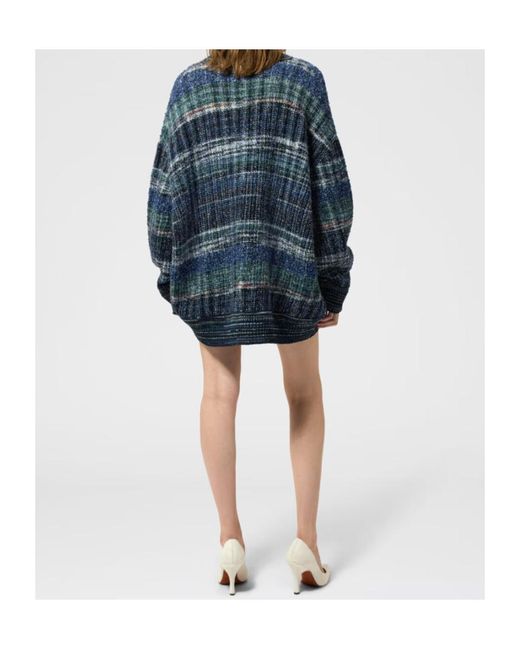 Missoni Blue Oversized Wool-Blend Check Cardigan