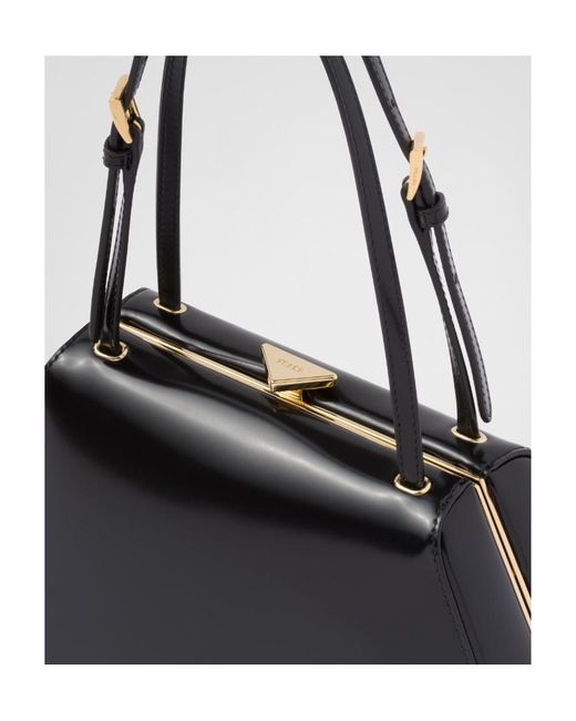 Prada Black Medium Brushed Leather Handbag