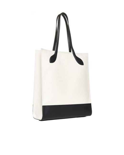 Bally White Logo Canvas And Leather Tote Bag