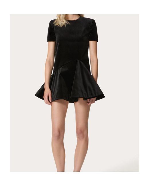 Valentino Black Asymmetric-Hem Crewneck Dress