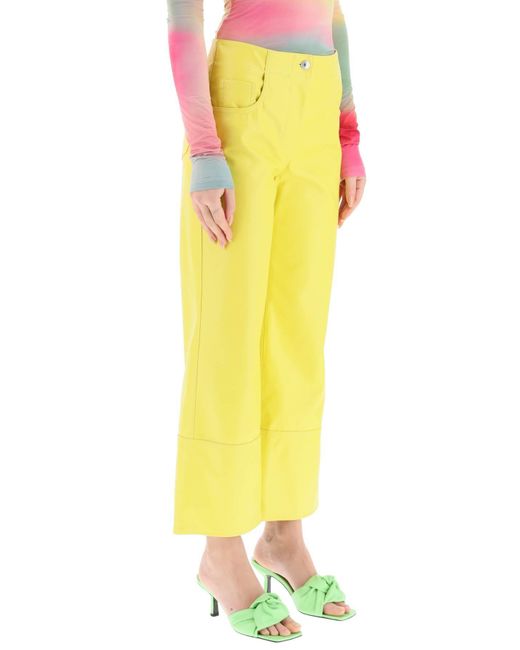 MSGM Yellow Wide-Leg Trousers