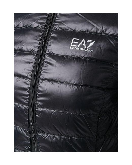 EA7 Black Hooded Down Jacket