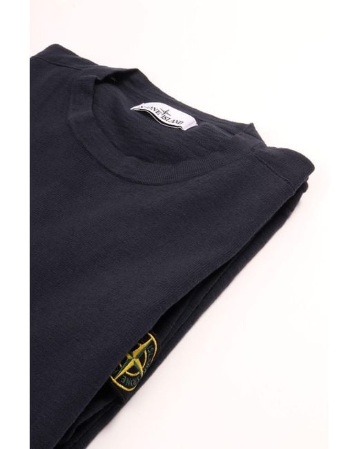 Stone Island Blue Logo Patch Crewneck Knitted Jumper for men