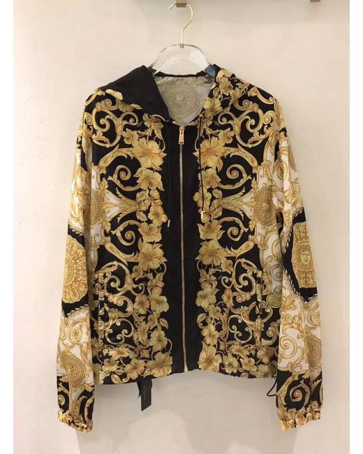 Versace Metallic Baroque Print Hooded Jacket for men