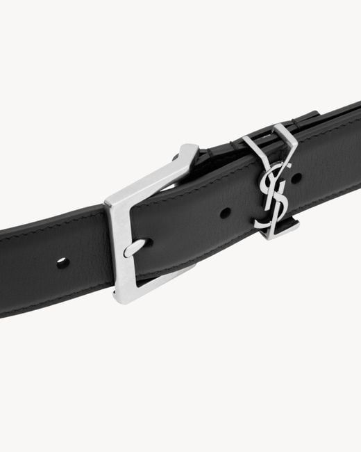 Saint Laurent White Cassandre Vadim Belt for men