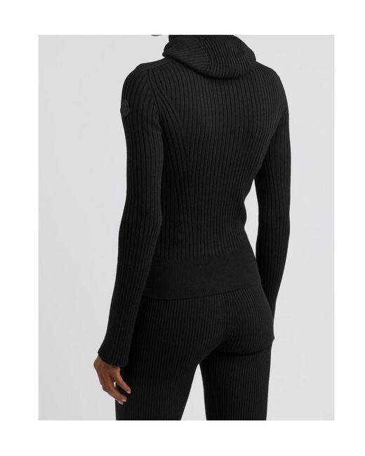 Moncler Black Ribbed Hooded Wool-Blend Jumper