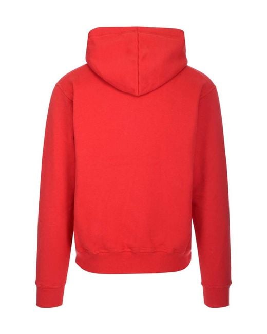 DSquared² Red Logo-Print Cotton Hoodie for men