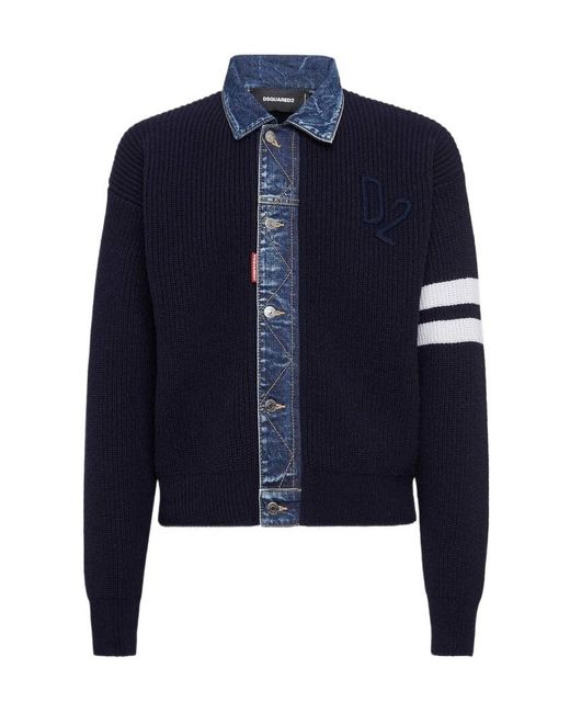DSquared² Blue Denim Mix Cardigan for men