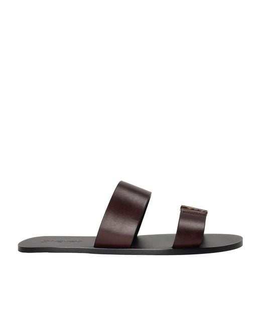 Saint Laurent Brown Minimalist Flatsole Sandals for men