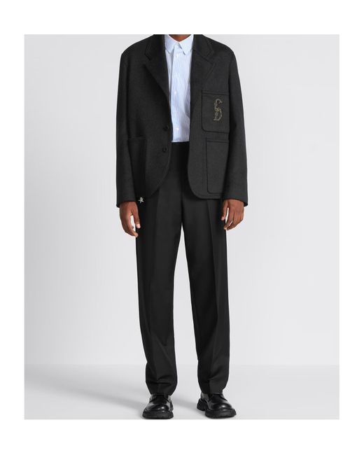 Dior Black Homme Pleat Detailed Straight Leg Trousers for men