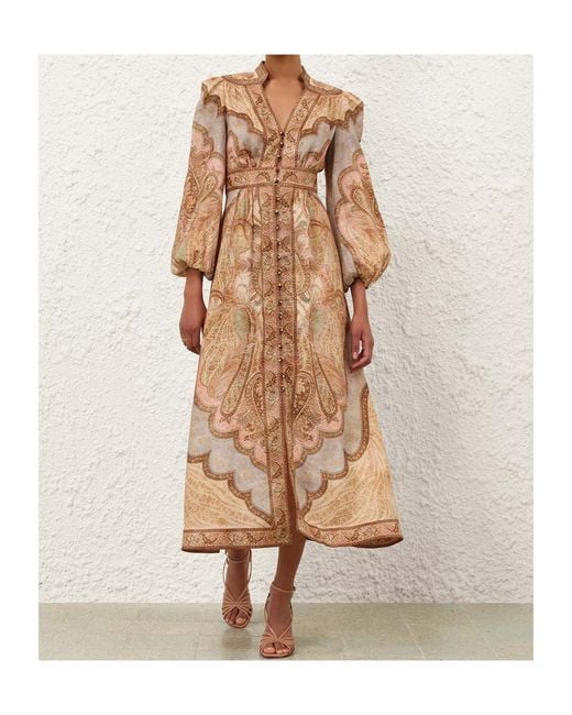 Zimmermann Natural Wanderlust Linen Midi Dress