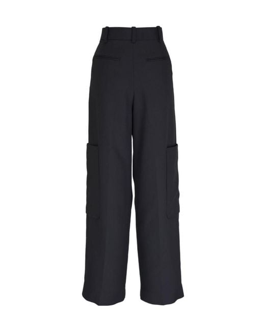 Khaite Blue Caiton High-Waisted Straight Leg Trousers