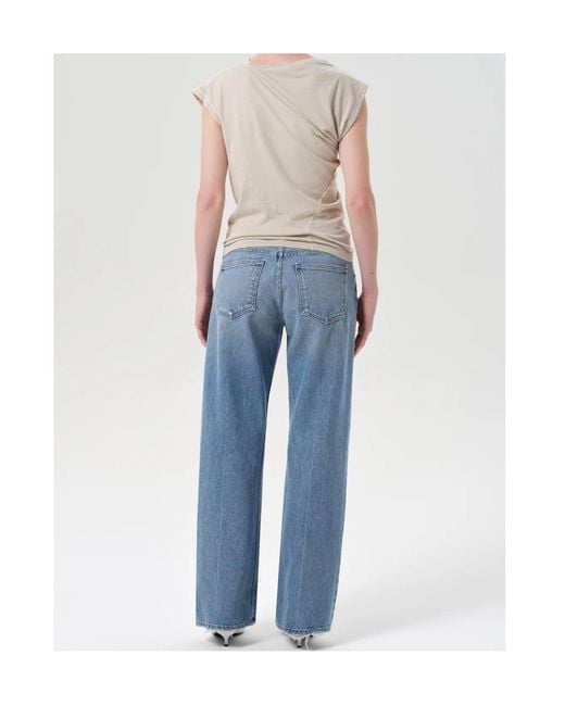 Agolde Blue Low-Waist Straight Jeans