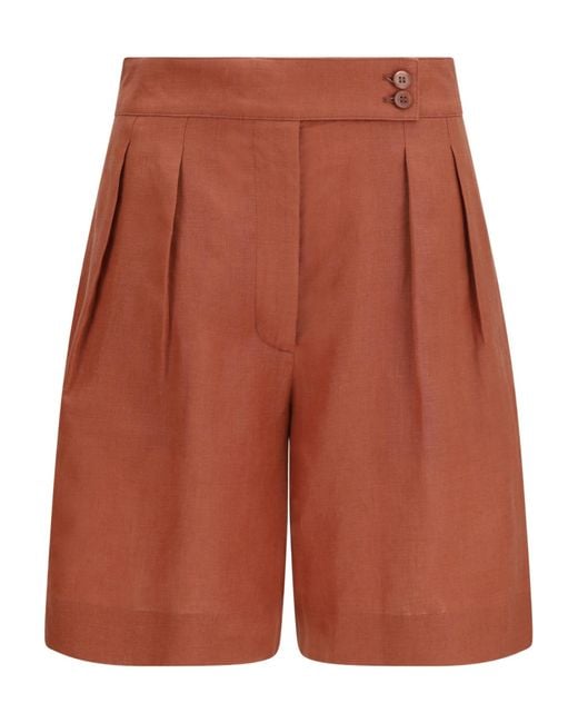 Loro Piana Orange Dorin Pleated Shorts