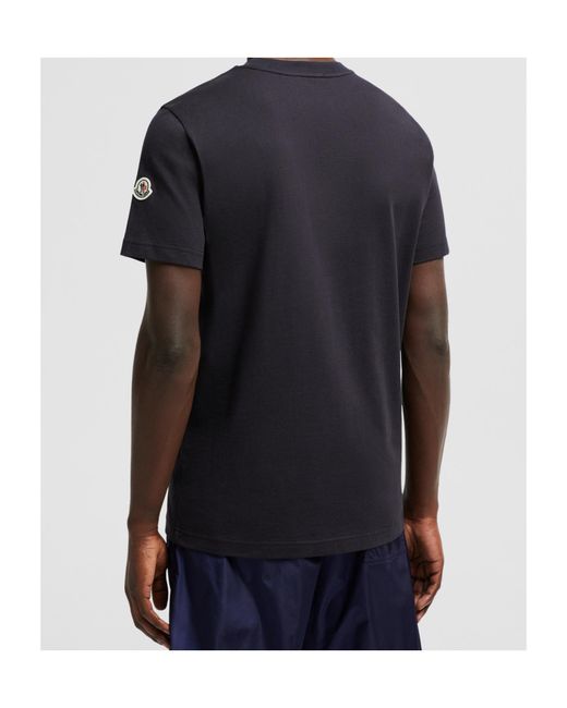 Moncler Black Cotton Denim T-Shirt With Pocket for men