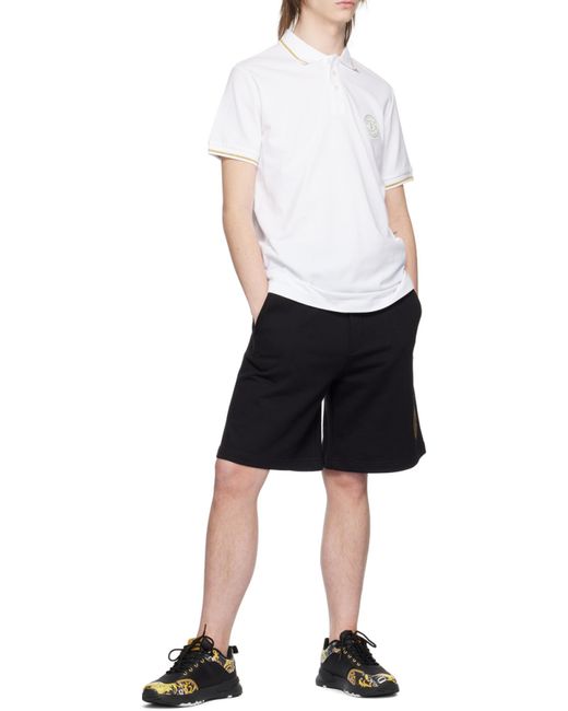 Versace Jeans White Chest Logo-Patch Polo Shirt for men