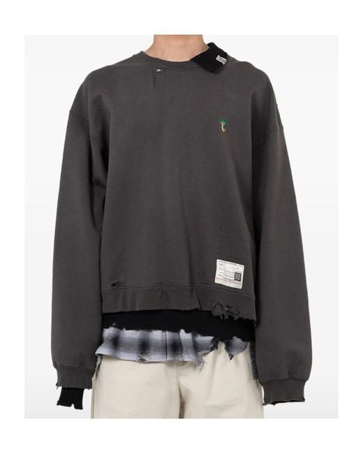 Maison Mihara Yasuhiro Black Layered Embroidery Sweatshirt for men
