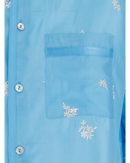 Forte_forte Blue Floral Silk Shirt