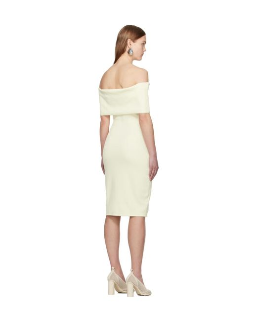 Bottega Veneta Natural Off-The-Shoulder Fitted Dress