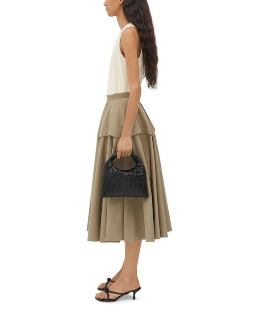 Bottega Veneta Black Woven Detail Shoulder Bag