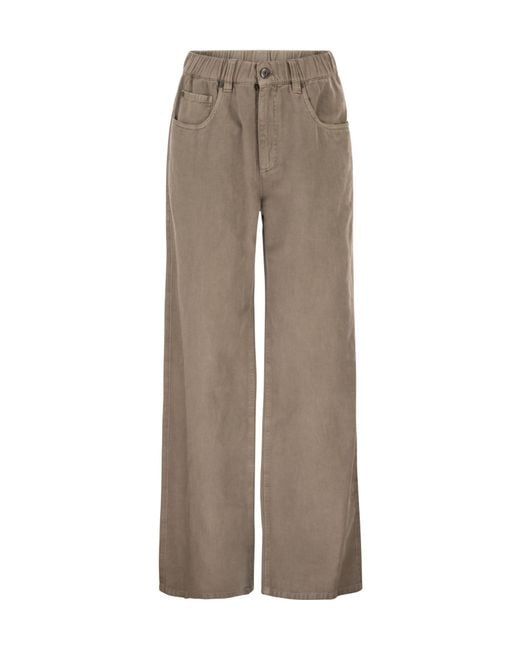 Brunello Cucinelli Brown Contemporary Garment-Dyed Trousers