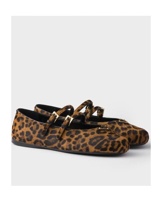 Prada Brown Leopard-Printed Ballerina Flats