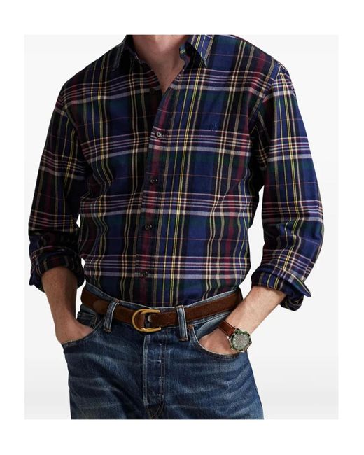Polo Ralph Lauren Blue Checked Long-Sleeved Shirt for men