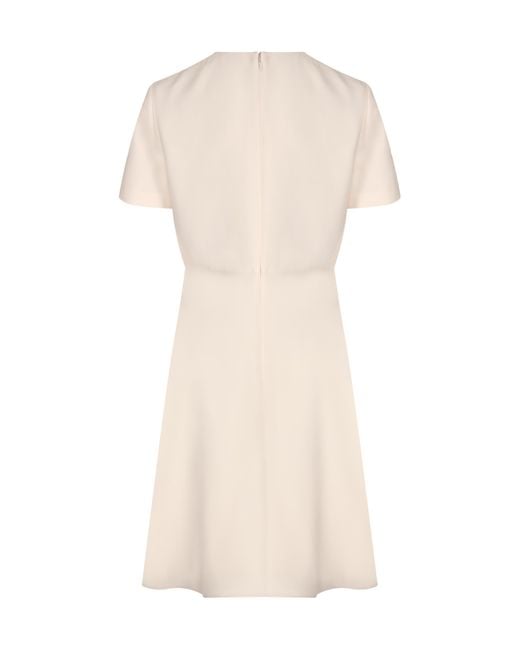 Valentino Natural Vlogo Crewneck Flared Dress