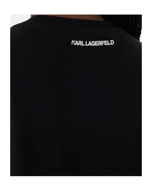 Karl Lagerfeld Black Rhinestone-Embellishment Crew-Neck T-Shirt